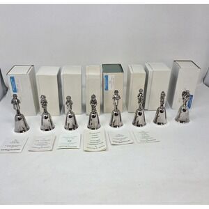Reed & Barton Yuletide Bell Lot 8 Silverplate Christmas Figural Bells w/ Boxes